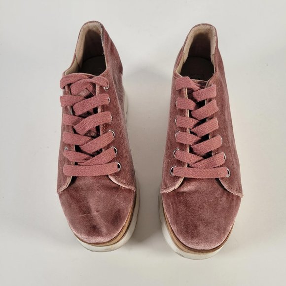 STEVE MADDEN Pink KORRIE Velour Cork Chunky Heel Lace Up Shoes Women Size 5.5 - Picture 5 of 11